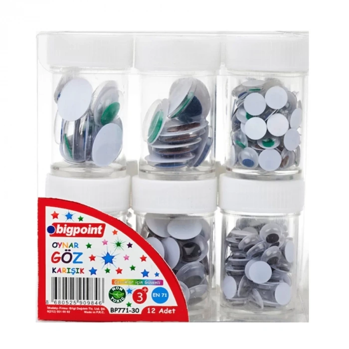 Bigpoint Renkli Oynar Göz 3 Farklı Boy (12 li Tüp)