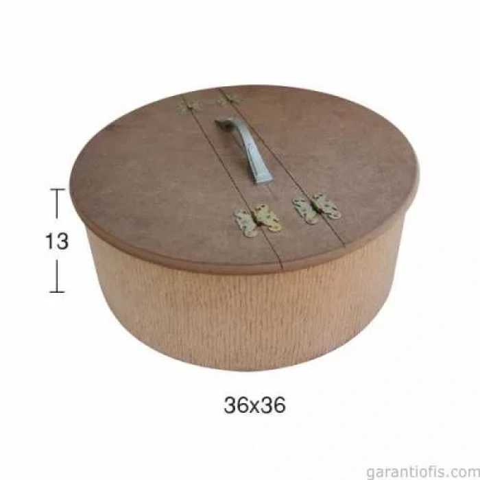 Hobi-Art KU 363 Boyanabilir Ahşap Silindir Şeklinde Kulplu ve Kapaklı Kutu