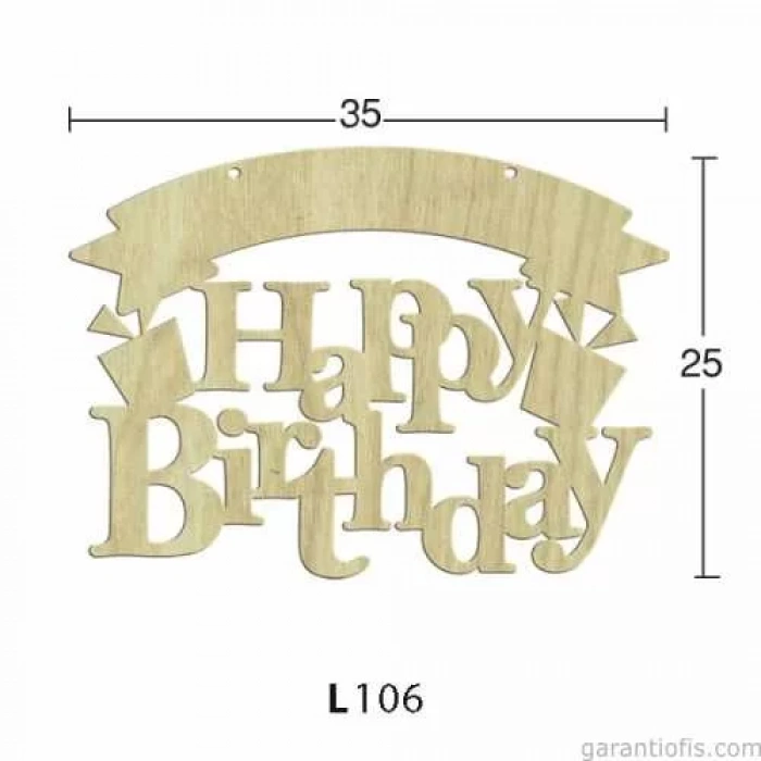 Hobi-Art L 106 Lazer Kesim Happy Birthday Yazılı Süs
