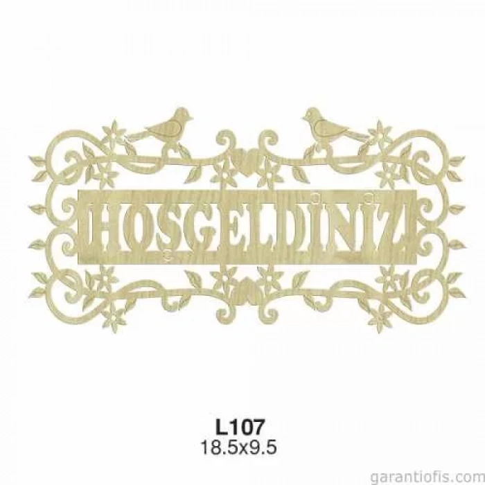 Hobi-Art L 107 Lazer Kesim Kuş Desenli Hoşgeldiniz Yazılı Süs