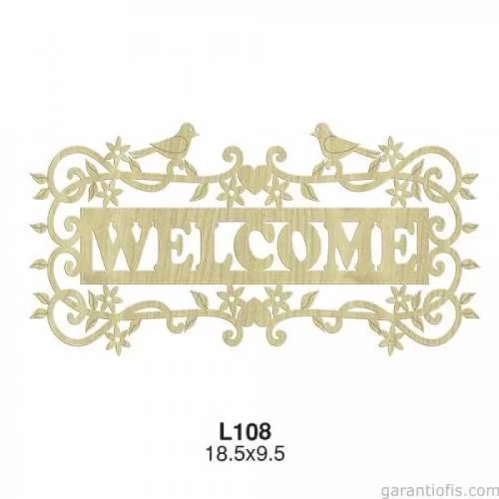 Hobi-Art L 108 Lazer Kesim Kuş Desenli Welcome Yazılı Süs