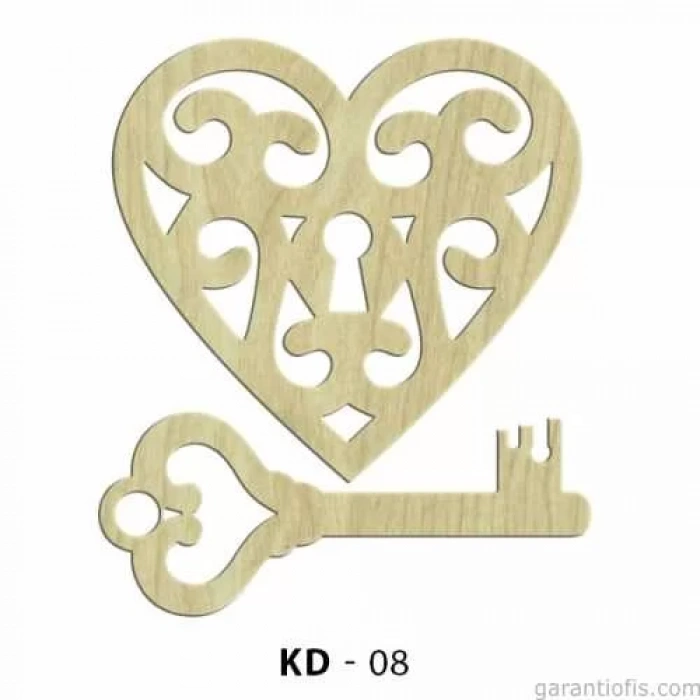 Hobi-Art KD 08 - Kalp ve Anahtar Dekoratif Mini Ahşap Obje
