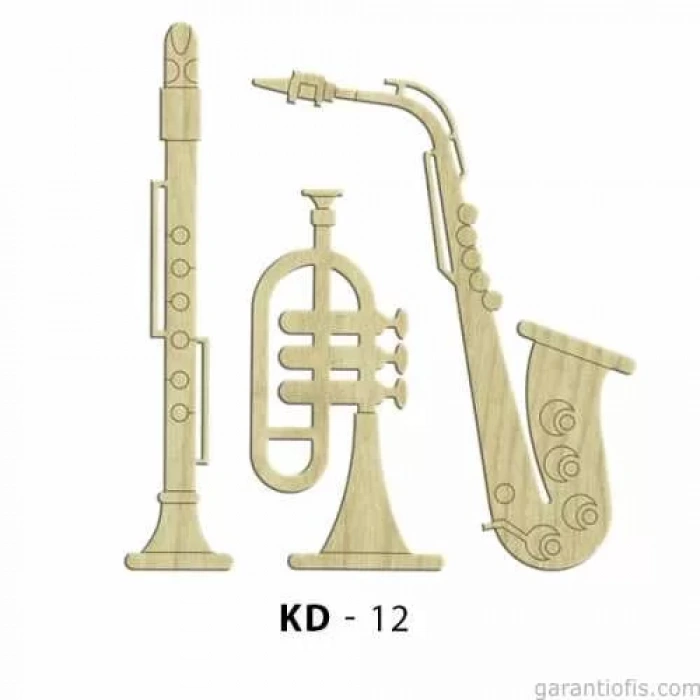 Hobi-Art KD 12 - Klarnet Saksafon Seti Dekoratif Mini Ahşap Obje