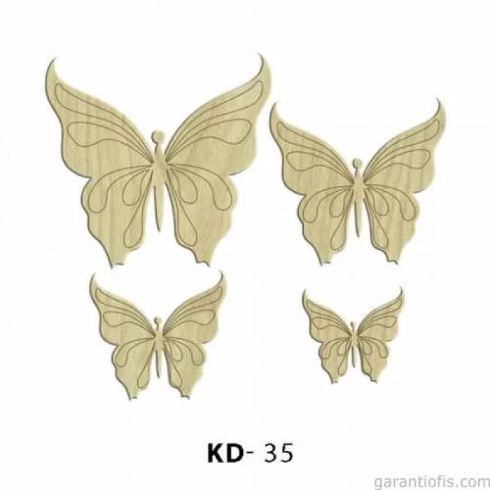 Hobi-Art KD 35 - Kelebekler Dekoratif Mini Ahşap Obje