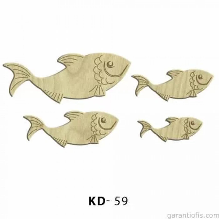 Hobi-Art KD 59 - Balık Tasarımlı Dekoratif Mini Ahşap Obje