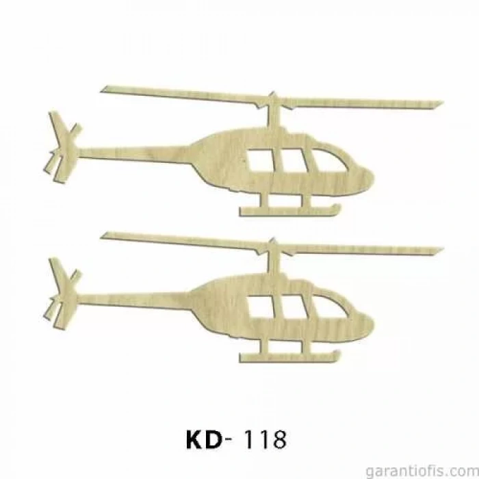Hobi-Art KD 118 - Helikopter Figürlü Dekoratif Mini Ahşap Obje