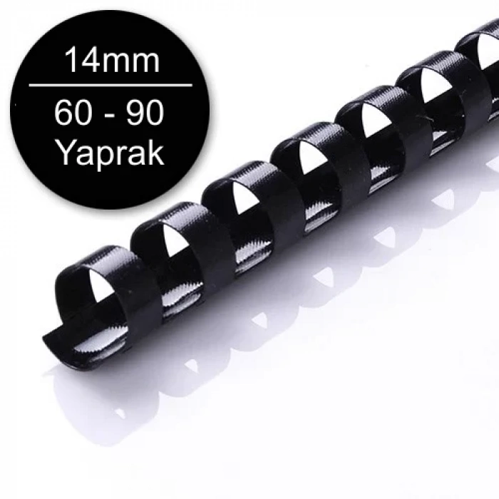 Sarff 14mm Plastik Spiral Siyah 60-90 Yaprak Kapasiteli (100 lü Kutu)