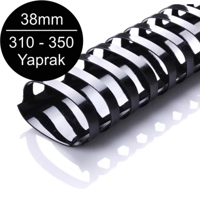 Sarff 38mm Plastik Spiral Siyah 310-350 Yaprak Kapasiteli (50 li Kutu)