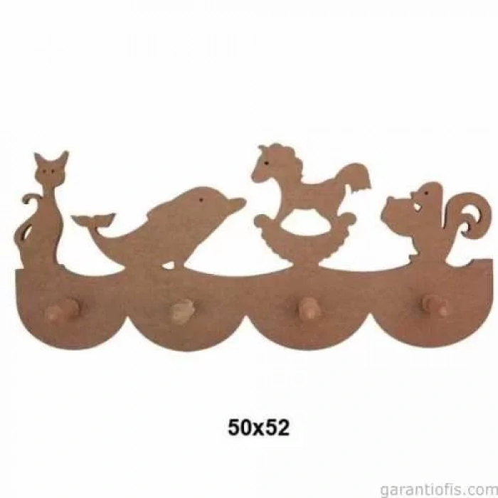 Hobi-Art Ham Ahşap Hayvan Figürlü Askılık Obje F 745