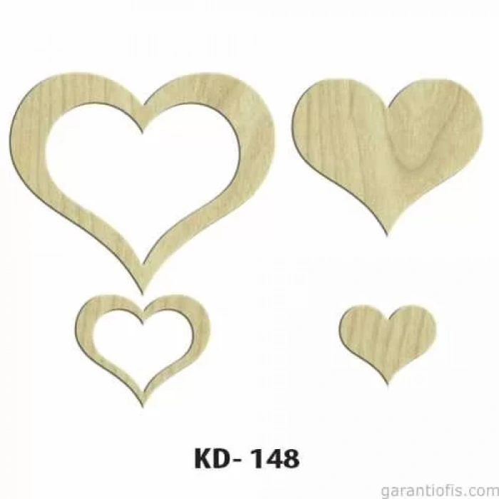 Hobi-Art KD 148 - Kalp Figürlü Dekoratif Mini Ahşap Obje