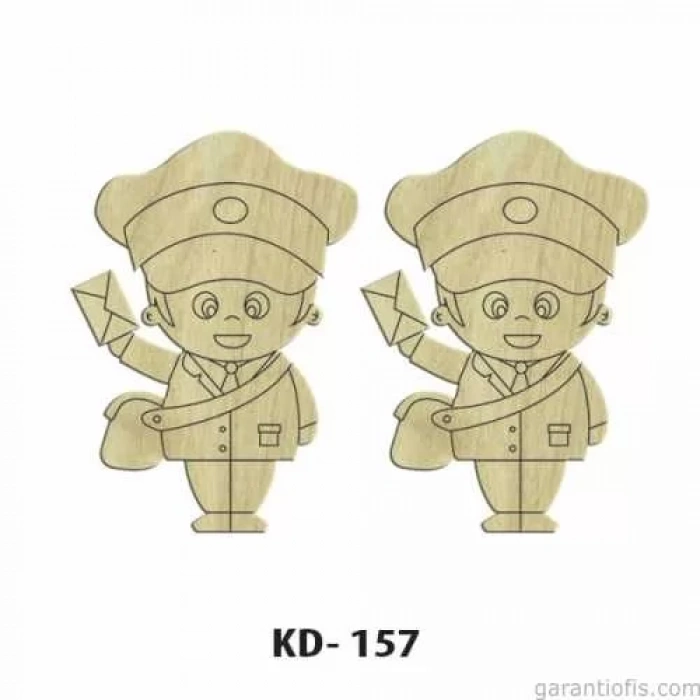Hobi-Art KD 157 - Postacı Figürlü Dekoratif Mini Ahşap Obje