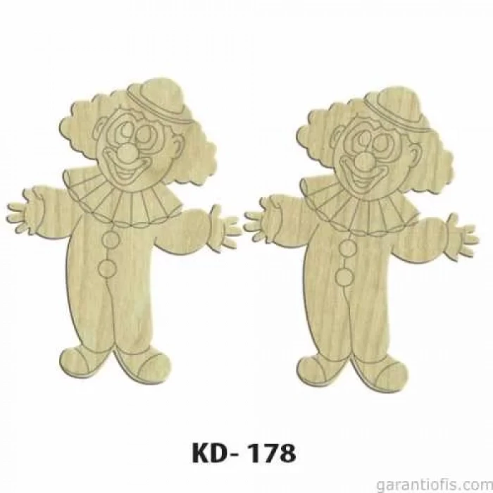 Hobi-Art KD 178 - Palyaço Figürlü Dekoratif Mini Ahşap Obje
