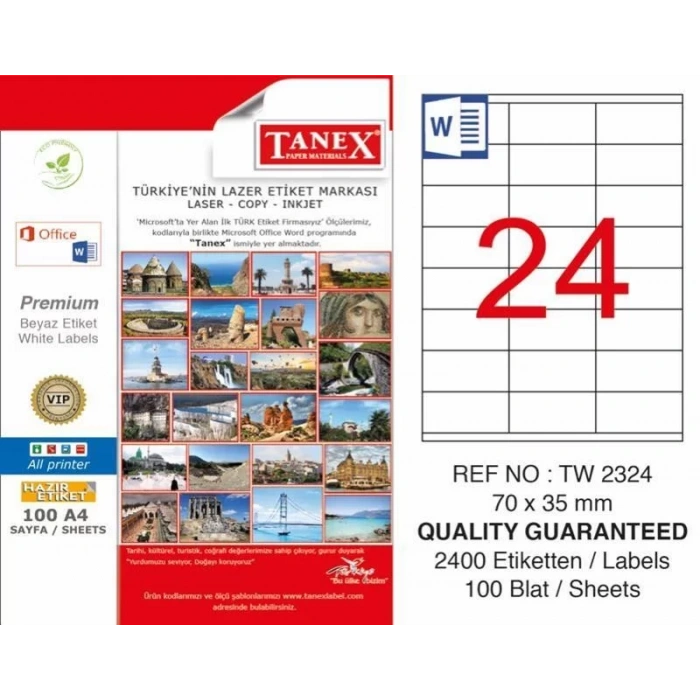 Tanex TW-2324 Laser Etiketi (70 x 35 mm)