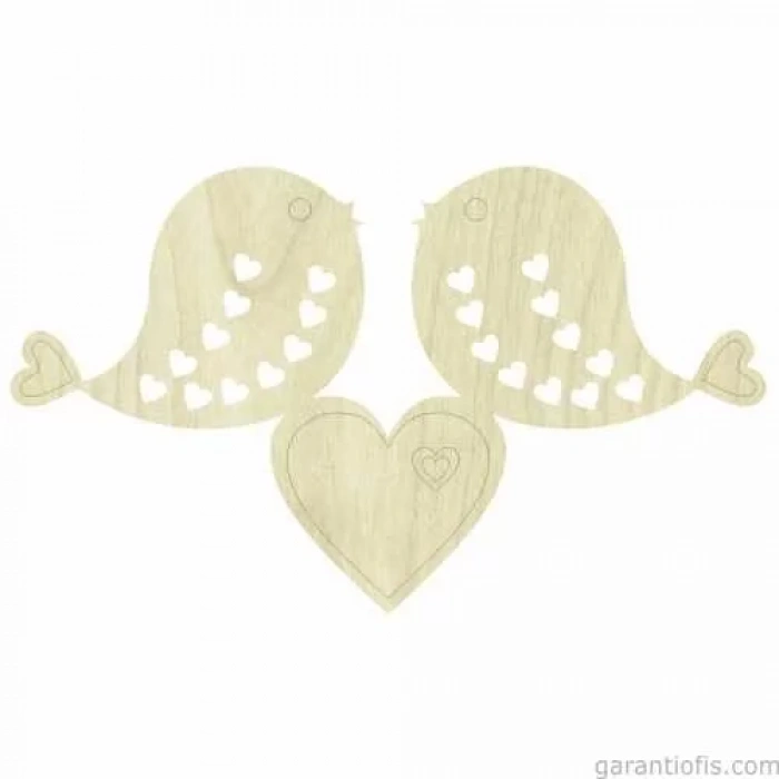 Hobi-Art KD 259 Kuş ve Kalp Figürlü Mini Ahşap Obje