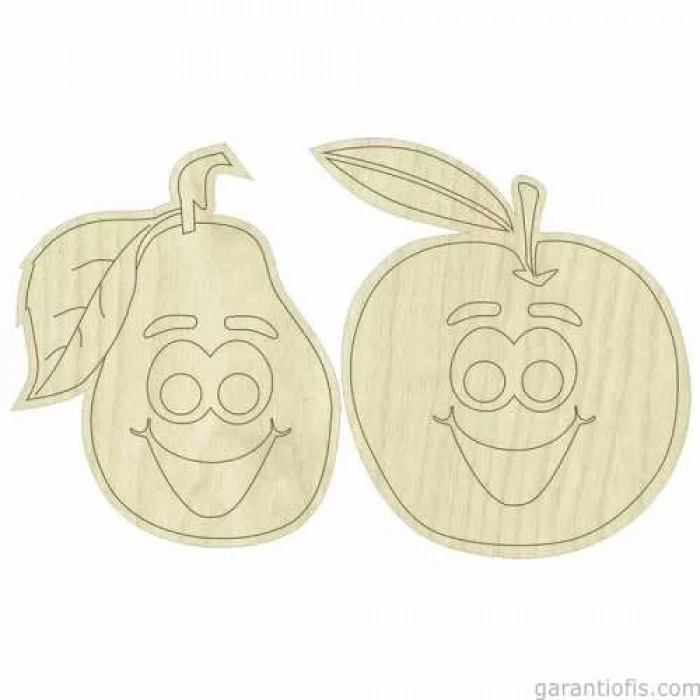 Hobi-Art KD 272 Elma ve Armut Figürlü Mini Ahşap Obje