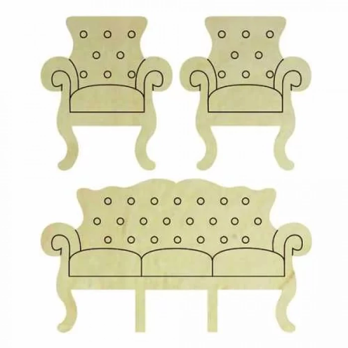 Hobi-Art KD 302 Koltuk Takımı Figürlü Mini Ahşap Obje