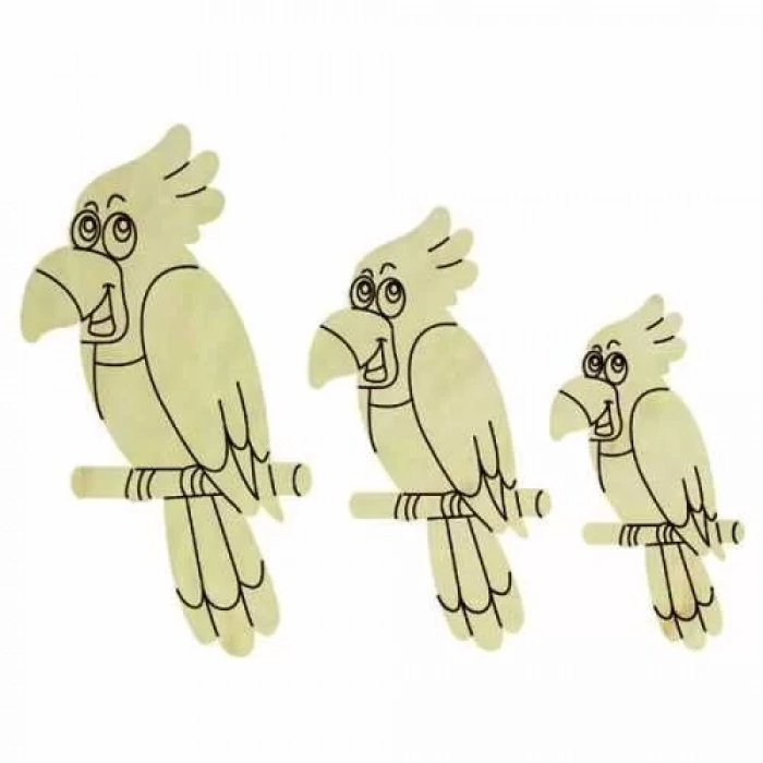 Hobi-Art KD 305 Papağan Figürlü Mini Ahşap Obje