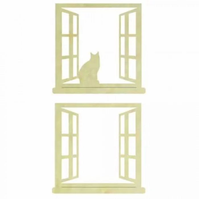 Hobi-Art KD 330 Pencere ve Kedi Figürlü Mini Ahşap Obje