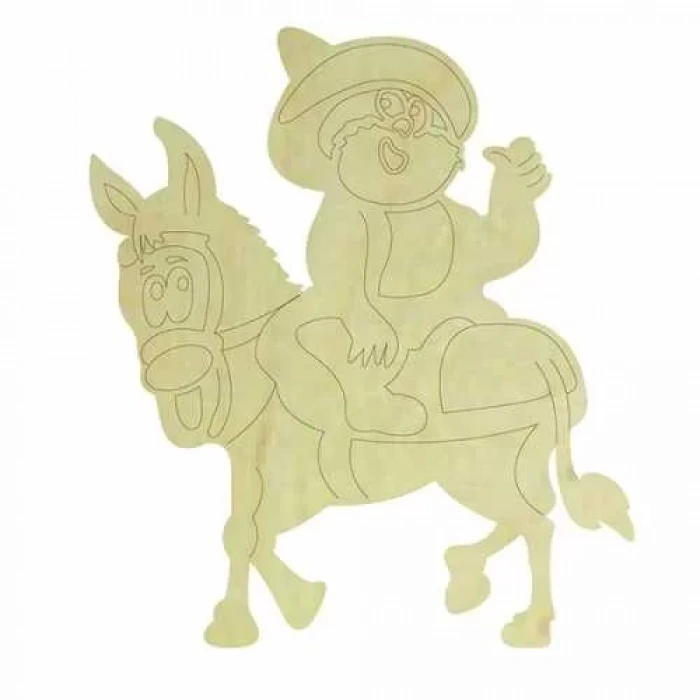 Hobi-Art KD 339 Nasreddin Hoca ve Eşeği Figürlü Mini Ahşap Obje