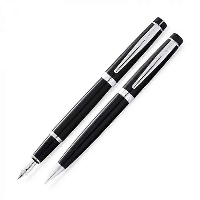 SCRİKSS 38 DOLMA KALEM+TÜKENMEZ KALEM SETİ SİYAH-KROM