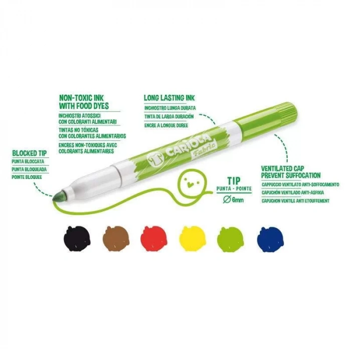 CARİOCA 40956 CROMATEX KUMAŞ BOYAMA KALEMİ 6 RENK