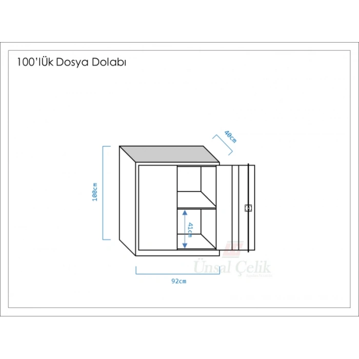 Metal Dosya Klasör Dolabı Kahverengi (100cm)