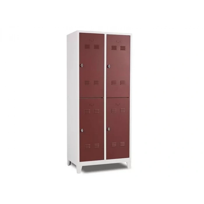 Metal Dört Kapılı Soyunma Dolabı Kahverenk Gri (Yarım Boy Kapılı)