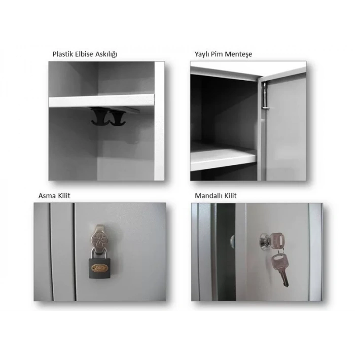 Metal iki Tam Boy Kapılı Soyunma Dolabı Mavi Gri (Tam Boy Kapılı)