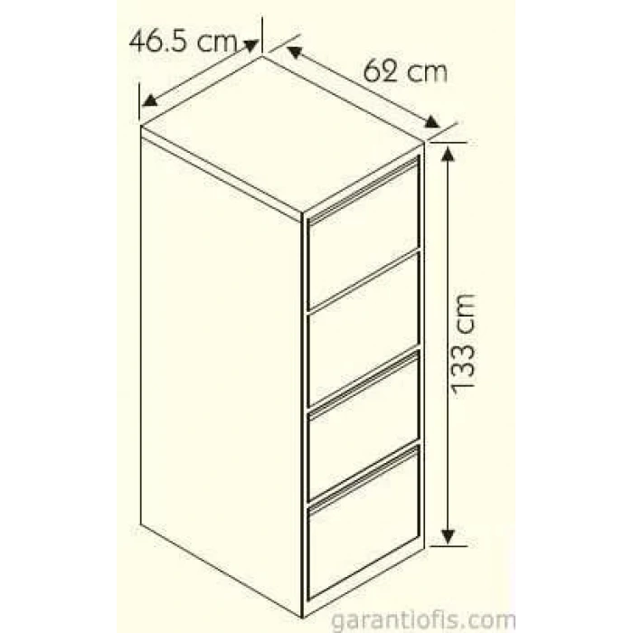 Dört Çekmeceli Siyah Metal Kartoteks Askılı Dosya Dolabı