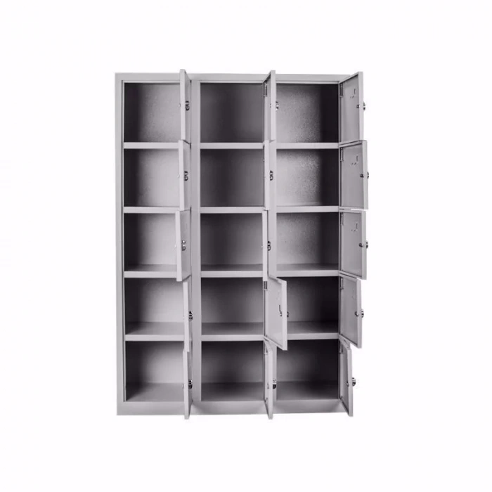 Metal 15 Gözlü Öğretmen Dolabı Gri Renk (Asma Kilitli)