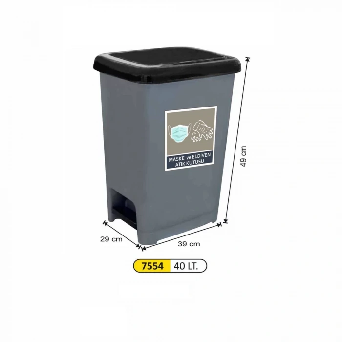 Garanti  7554 Maske Eldiven Atık Çöp Kutusu (40 Litre)