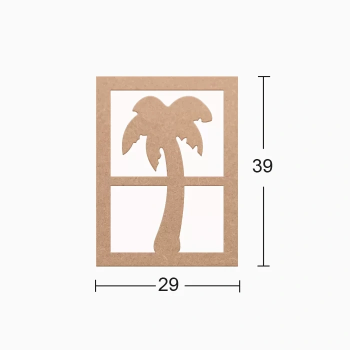 Hobi-Art DS 31 Boyanabilir  Palmiye Ağacı Desenli Ahşap Duvar Süsü