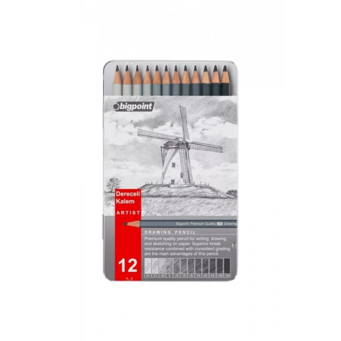 Bigpoint Bp947 Dereceli Kurşun Kalem 12li Metal Kutu