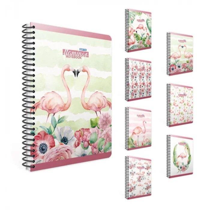 GIPTA FLAMİNGO SPİRALLİ DEFTER 19x26 DÜZ 100 YAPRAK (4171)