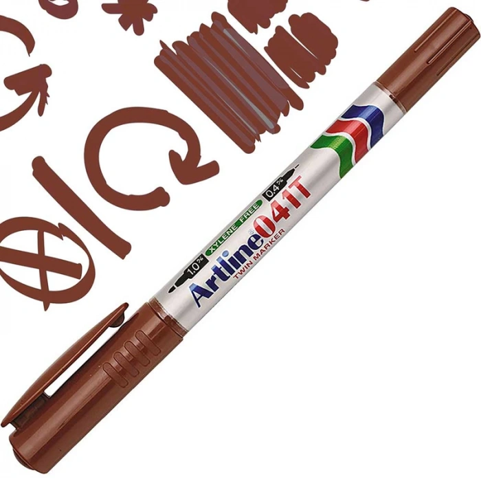 ARTLİNE EK-041T İKİ UÇLU PERMANENT MARKÖR KAHVE