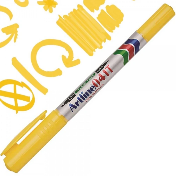 ARTLİNE EK-041T İKİ UÇLU PERMANENT MARKÖR SARI
