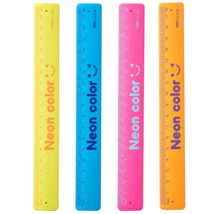 DELİ 6206 NEON COLOR SİLİKON CETVEL 18cm