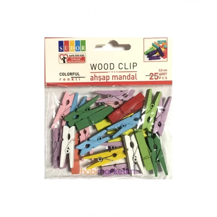 SÜDOR BS130 RENKLİ BÜYÜK BOY AHŞAP MANDAL