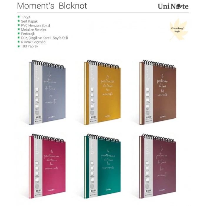 ÇINAR MOMENTS SPİRALLİ BLOKNOT 17x24 KARELİ 100 YAPRAK (78022)