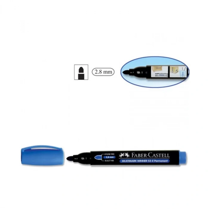 FABER-CASTELL GRİP PERMANENT MARKÖR KOLİ KALEMİ YUVARLAK UÇ MAVİ (150351)