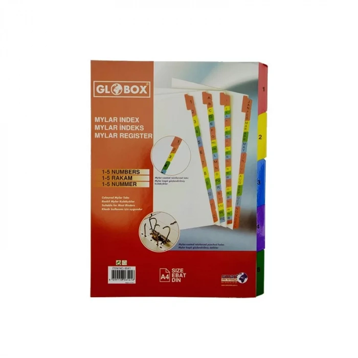 GLOBOX 6541 MYLAR KARTON AYRAÇ A4 1-5 RAKAM