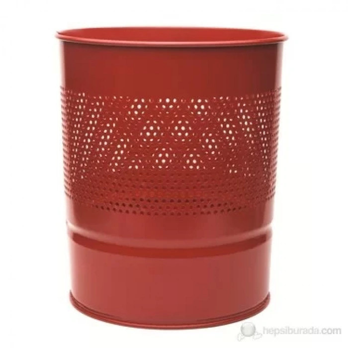 MAS 852 METAL YARIM DELİKLİ ÇÖP KOVASI KIRMIZI 10lt
