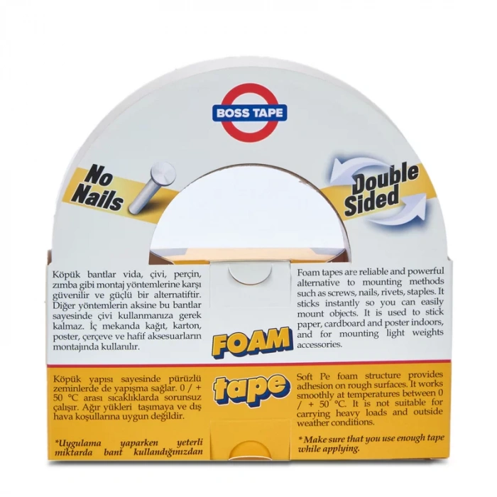BOSS TAPE 2732 ÇİFT TARAFLI KÖPÜK BANT 24mmx10m (HAFİF AĞIRLIK 5kg)