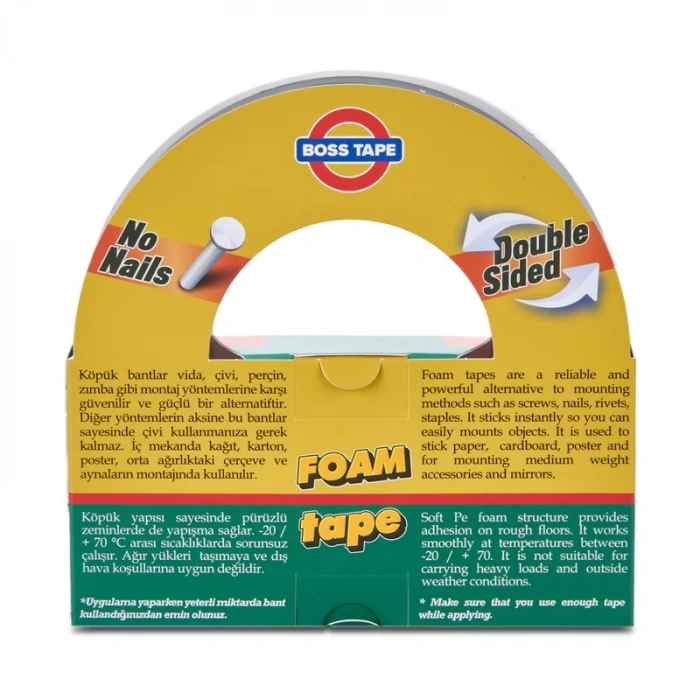 BOSS TAPE 2695 ÇİFT TARAFLI KÖPÜK BANT 24mmx10m (ORTA AĞIRLIK 10kg)