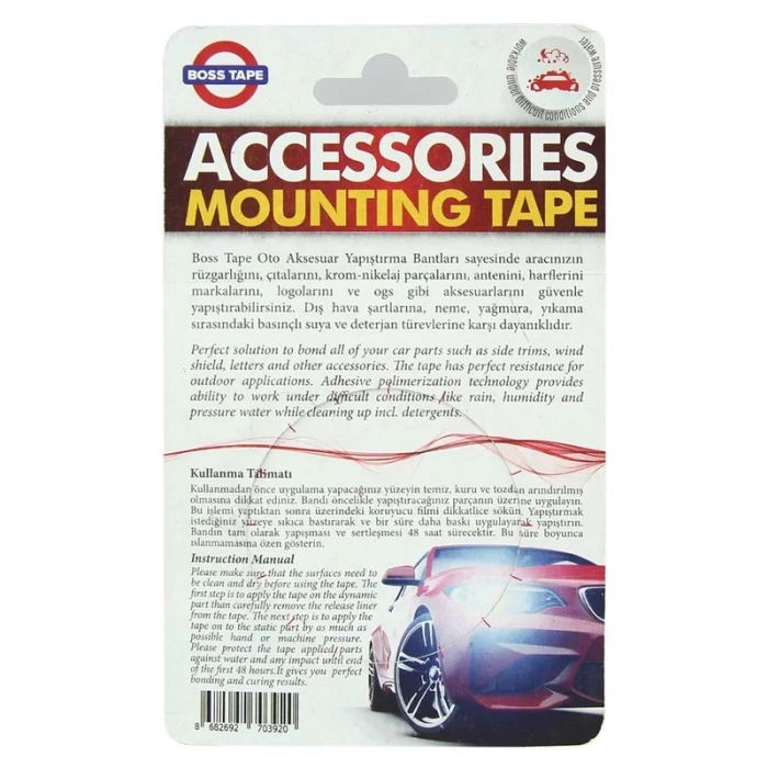 BOSS TAPE 3920 ÇİFT OTO AKSESUAR YAPIŞTIRMA BANDI 19mmx1.5m GRİ