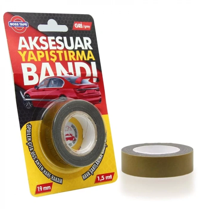 BOSS TAPE 3920 ÇİFT OTO AKSESUAR YAPIŞTIRMA BANDI 19mmx1.5m GRİ