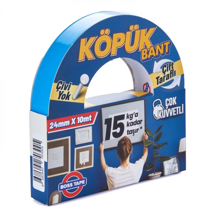 BOSS TAPE 3005 ÇİFT TARAFLI KÖPÜK BANT 24mmx10m (ÇOK KUVVETLİ 15kg)