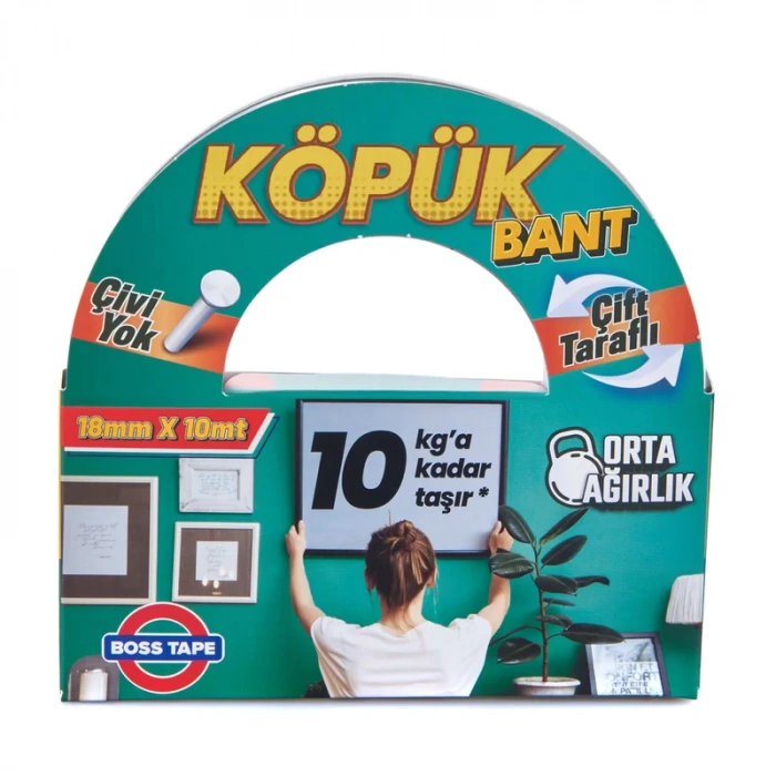 BOSS TAPE 2688 ÇİFT TARAFLI KÖPÜK BANT 18mmx10m (ORTA AĞIRLIK 10kg)