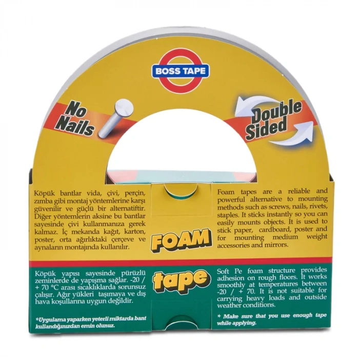 BOSS TAPE 2688 ÇİFT TARAFLI KÖPÜK BANT 18mmx10m (ORTA AĞIRLIK 10kg)