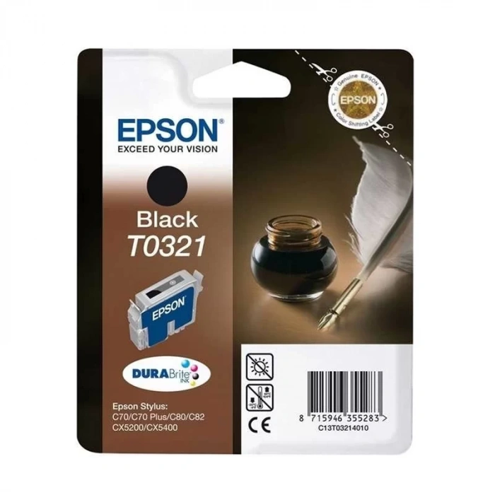 OUTLET EPSON T0321 C13T03214020 SİYAH ORJİNAL KARTUŞ 1240 SAYFA (C70 C80 C82 CX4500)